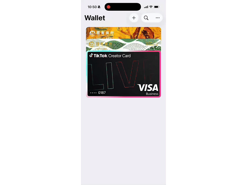 Add Creator Card from Apple Wallet