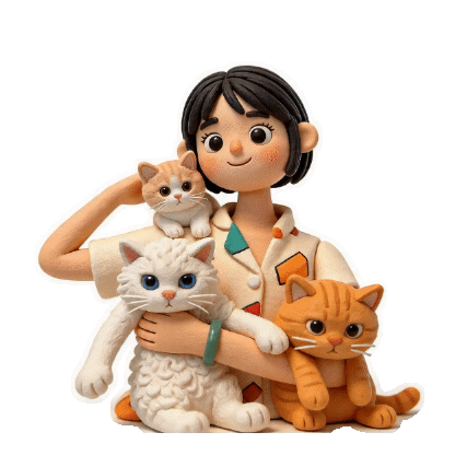Kairos Wen with her cats
