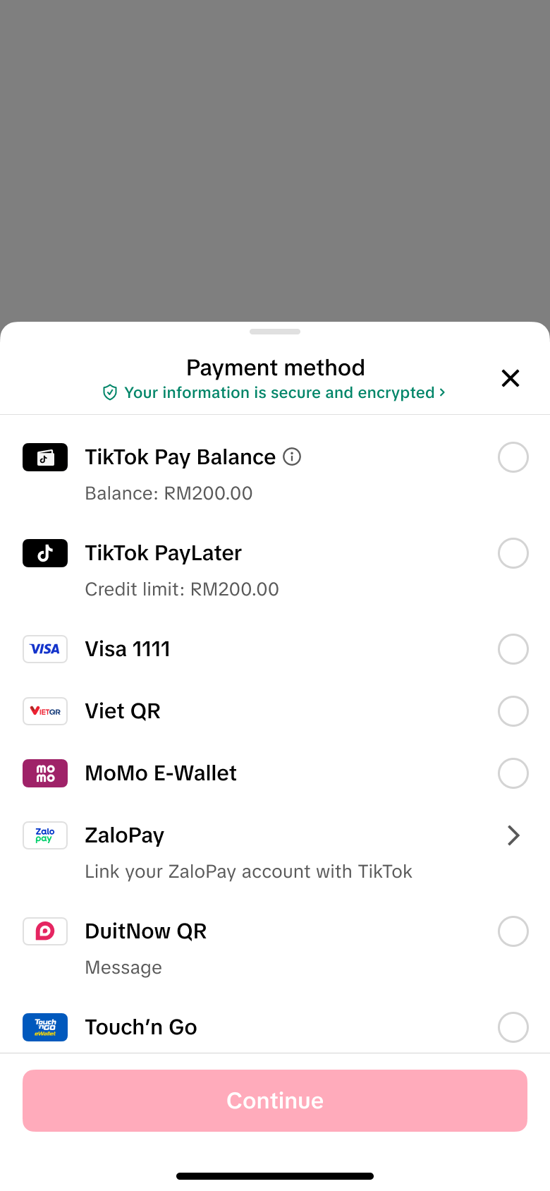 Wallet payment at checkout