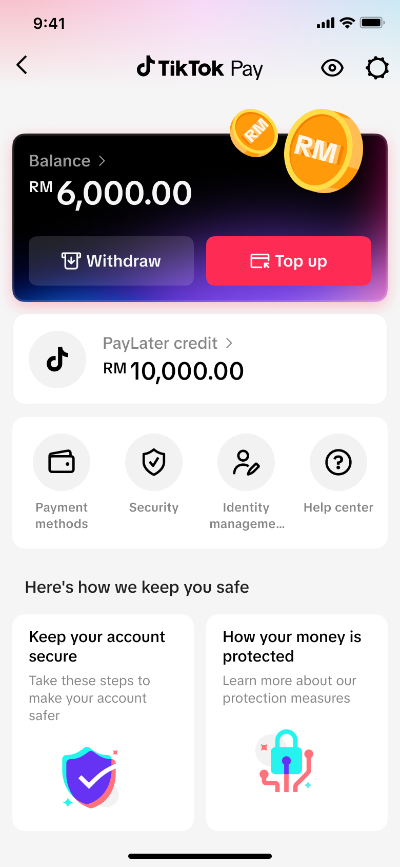 TikTok Pay wallet home