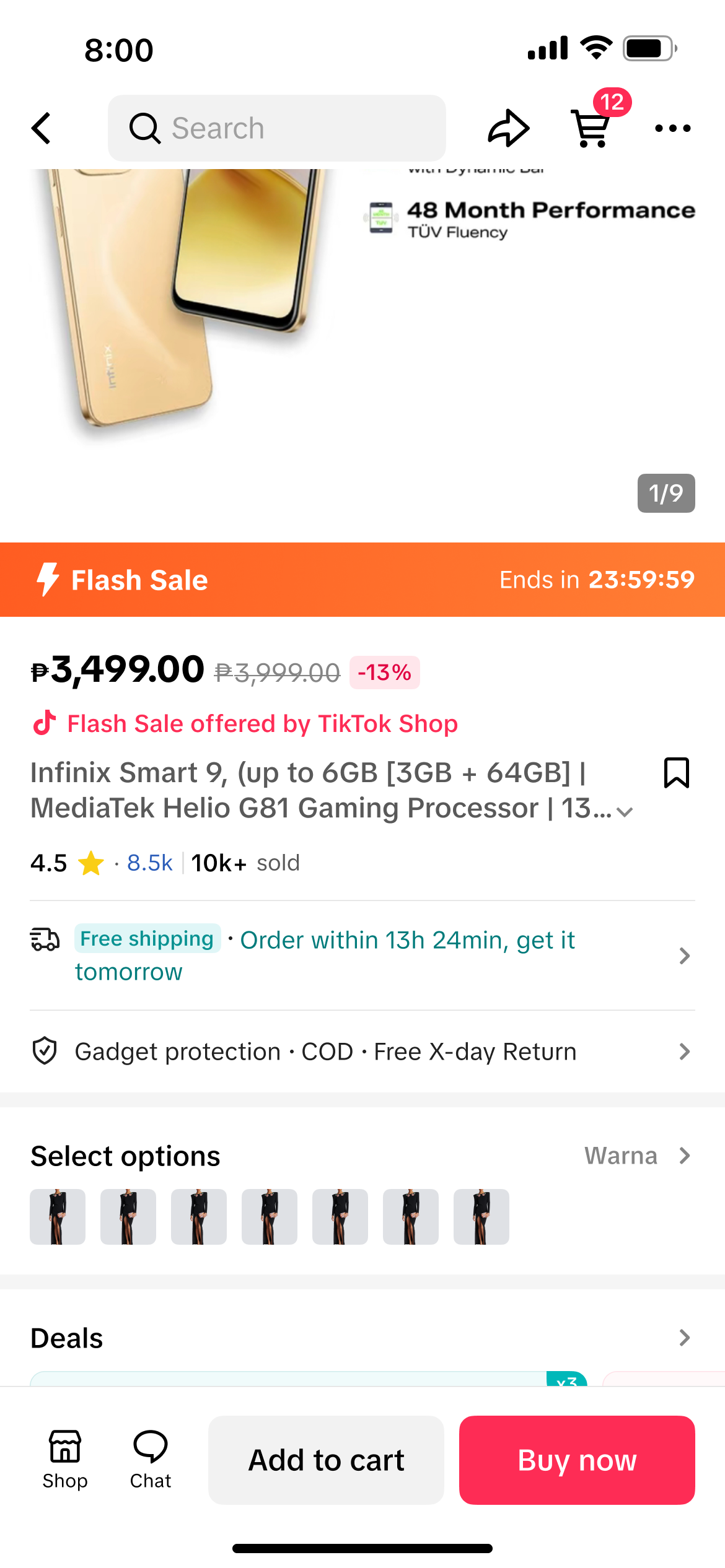 Gadget protection entry on a TikTok Shop product page