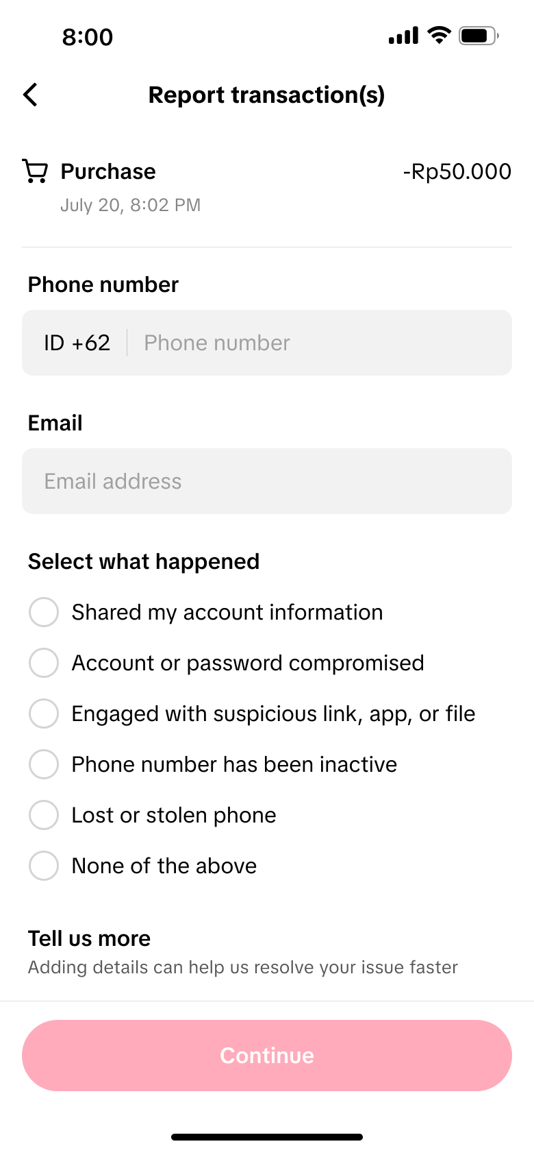 Security report form